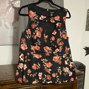 Torrid Black Top with Maroon Floral Design 1